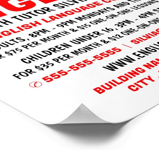 Vlagontwerp, Engelse taalcursus Poster (Hoek)