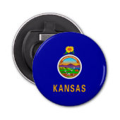 Vlagontwerp Kansas-staat Button Flesopener (Voorkant)