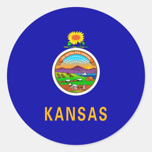 Vlagontwerp Kansas-staat Ronde Sticker (Voorkant)