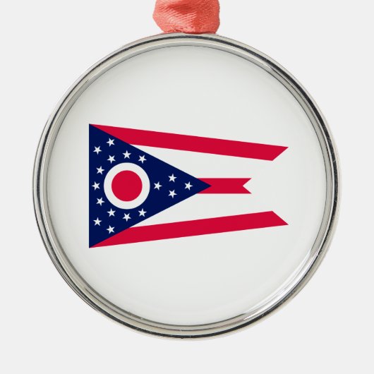 Vlagontwerp Ohio State Metalen Ornament (Voorkant)