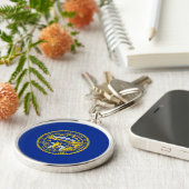 Vlagontwerp van de staat Nebraska Sleutelhanger (Zijkant)