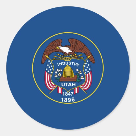 Vlagontwerp van de Utah-staat Ronde Sticker (Voorkant)