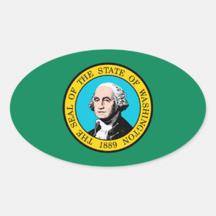 Vlagontwerp voor Washington State Ovale Sticker