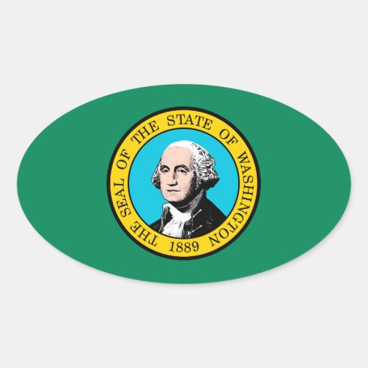 Vlagontwerp voor Washington State Ovale Sticker (Voorkant)