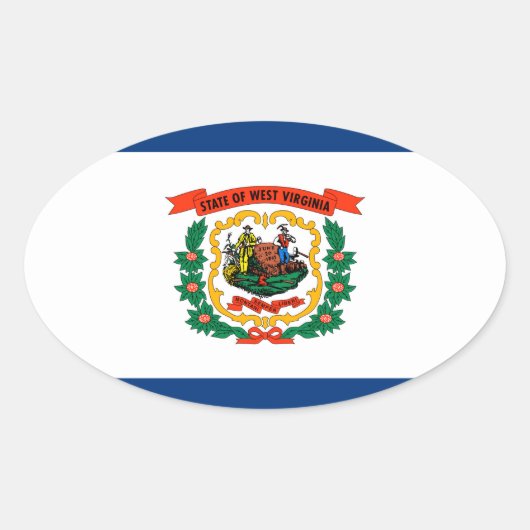 Vlagontwerp West Virginia Ovale Sticker (Voorkant)