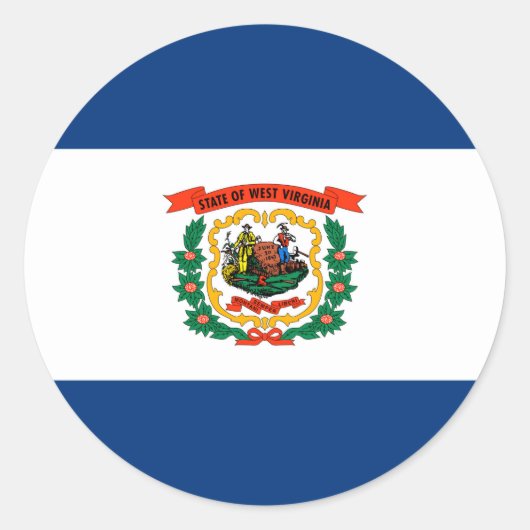 Vlagontwerp West Virginia Ronde Sticker (Voorkant)