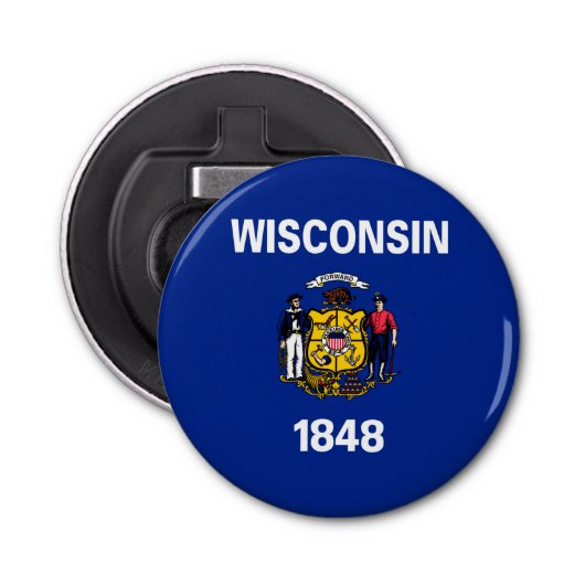 Vlagontwerp Wisconsin State Button Flesopener (Voorkant)
