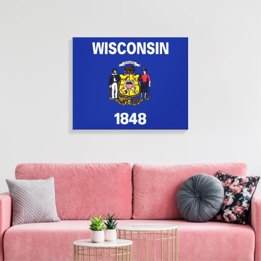 Vlagontwerp Wisconsin State Canvas Afdruk (Insitu (Woonkamer))