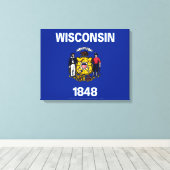 Vlagontwerp Wisconsin State Canvas Afdruk (Insitu (Houten vloer))