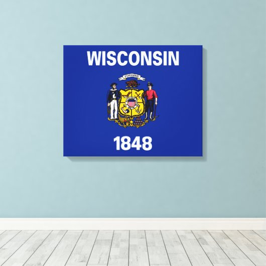 Vlagontwerp Wisconsin State Canvas Afdruk (Insitu (Houten vloer))