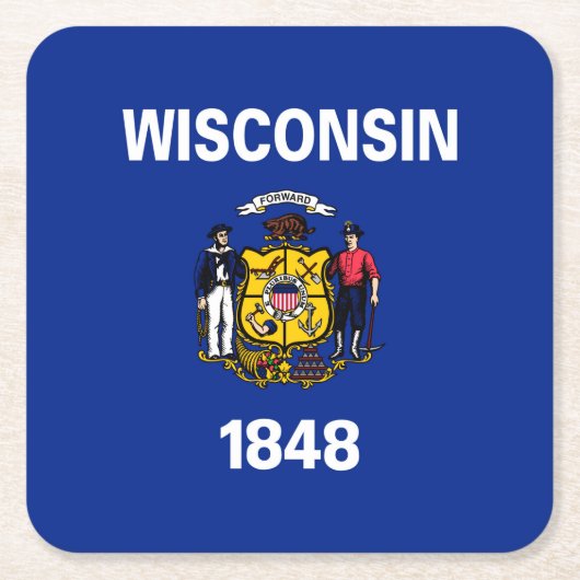 Vlagontwerp Wisconsin State Kartonnen Onderzetters (Voorkant)