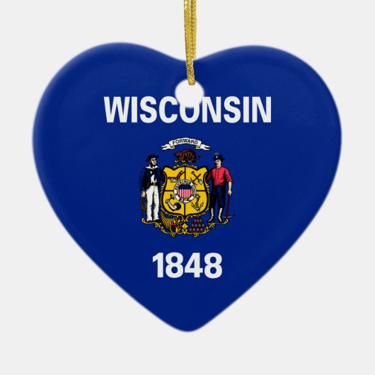 Vlagontwerp Wisconsin State Keramisch Ornament (Voorkant)