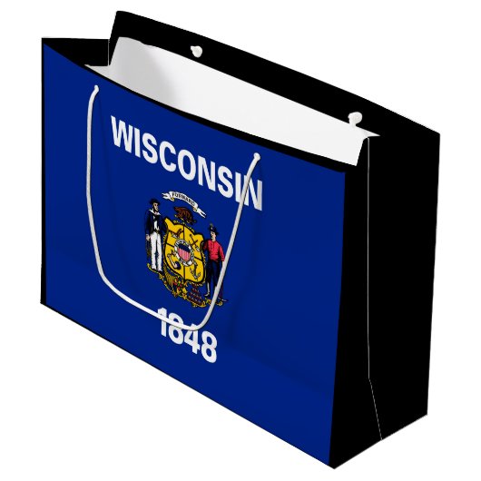Vlagontwerp Wisconsin State Large Cadeautasje (Voorkant Gekanteld)
