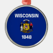 Vlagontwerp Wisconsin State Metalen Ornament (Voorkant)