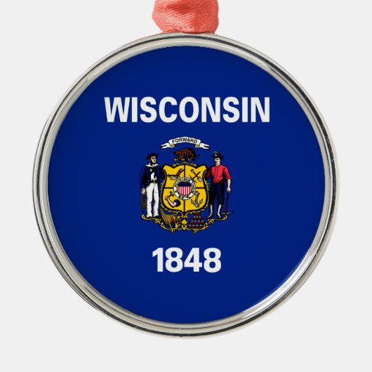Vlagontwerp Wisconsin State Metalen Ornament (Voorkant)