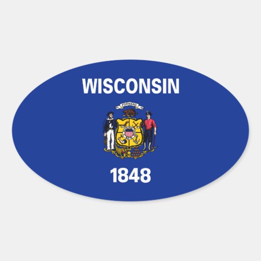 Vlagontwerp Wisconsin State Ovale Sticker (Voorkant)