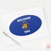 Vlagontwerp Wisconsin State Ovale Sticker (Envelop)