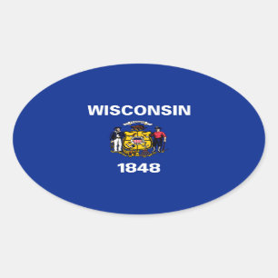 Vlagontwerp Wisconsin State Ovale Sticker