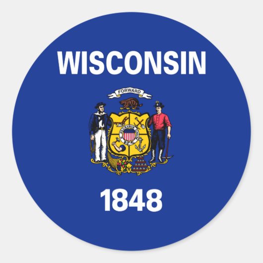Vlagontwerp Wisconsin State Ronde Sticker (Voorkant)