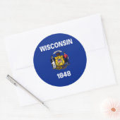 Vlagontwerp Wisconsin State Ronde Sticker (Envelop)