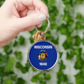 Vlagontwerp Wisconsin State Sleutelhanger (Hand)