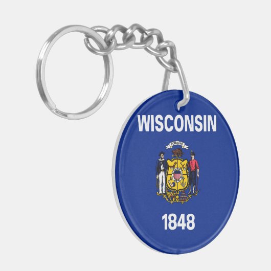 Vlagontwerp Wisconsin State Sleutelhanger (Voorkant Links)