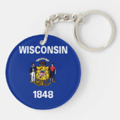 Vlagontwerp Wisconsin State Sleutelhanger (Achterkant)