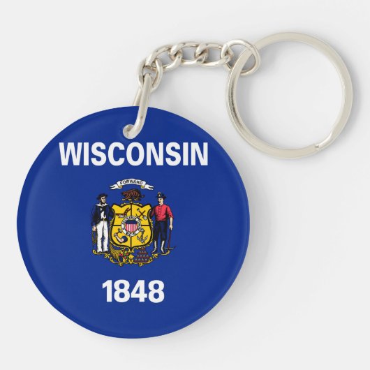 Vlagontwerp Wisconsin State Sleutelhanger (Achterkant)