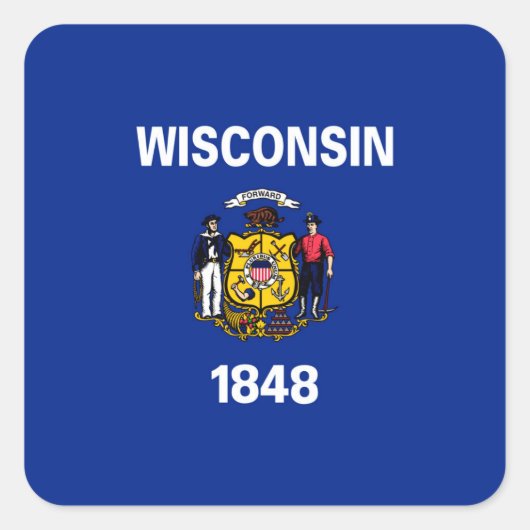Vlagontwerp Wisconsin State Vierkante Sticker (Voorkant)