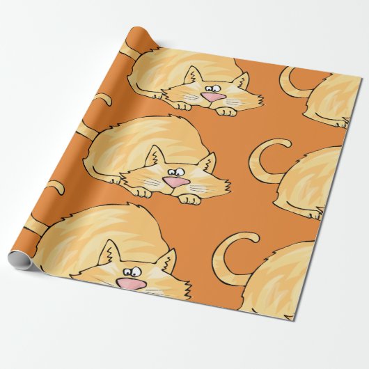 Vlagpapier voor gember kat cadeaupapier (Uitgerold)