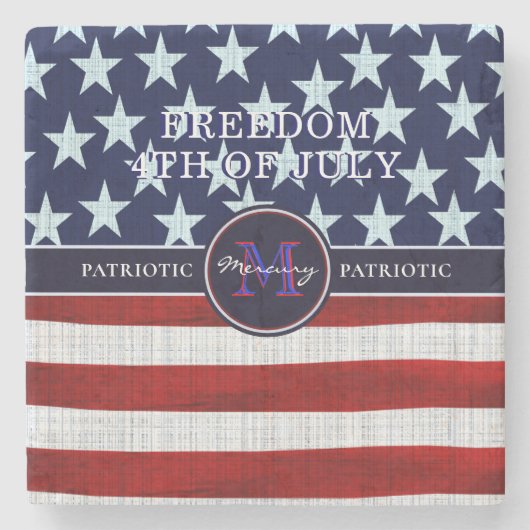  vlagpatriotticum van 4 juli - Aangepast monogram Stenen Onderzetter (Voorkant)