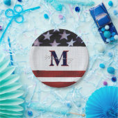  vlagpatriotticum van juli 4e Aangepast monogram 1 Papieren Bordje (Feest)