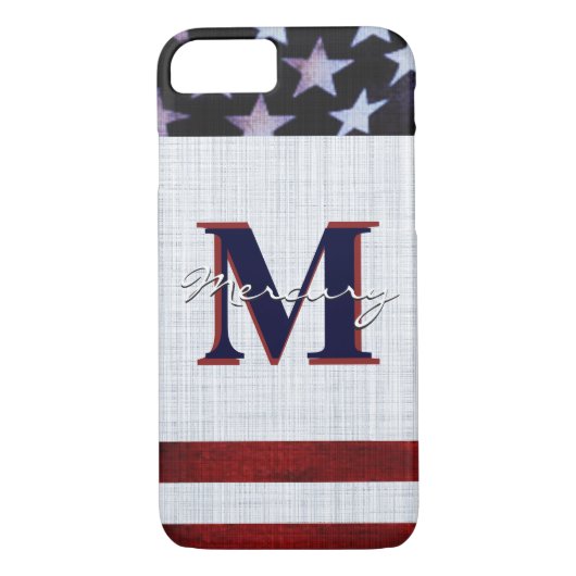  vlagpatriottisch juli 4e Aangepast monogram 2 Case-Mate iPhone Case (Achterkant)