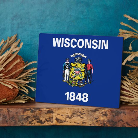 VlagPlaque Wisconsin State Fotoplaat (Zijkant)