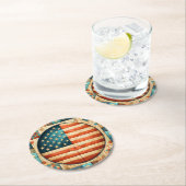 vlagquilt ronde kartonnen onderzetter (Insitu)