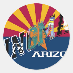 Vlagroute Kingman Arizona 66 Ronde Sticker