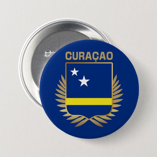 Vlagschild Curaao Ronde Button 7,6 Cm (Voorkant /achterkant)