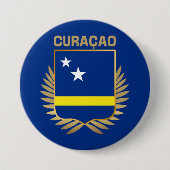 Vlagschild Curaao Ronde Button 7,6 Cm (Voorkant)