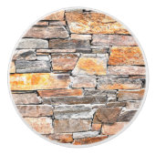 Vlagsteen | Natuursteenpatroon | briketten Keramische Knop (Voorkant)