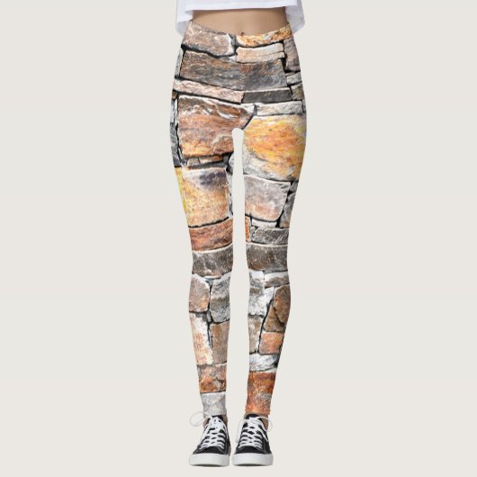 Vlagsteen | Natuursteenpatroon | briketten Leggings (Voorkant)