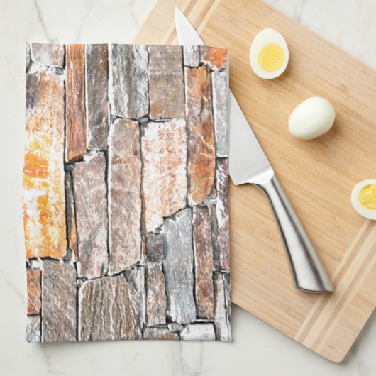 Vlagsteen | Natuursteenpatroon | briketten Theedoek (Quarter Fold)