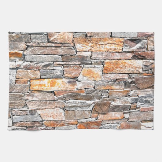 Vlagsteen | Natuursteenpatroon | briketten Theedoek (Horizontaal)