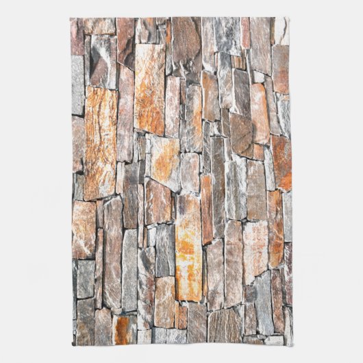 Vlagsteen | Natuursteenpatroon | briketten Theedoek (Verticaal)