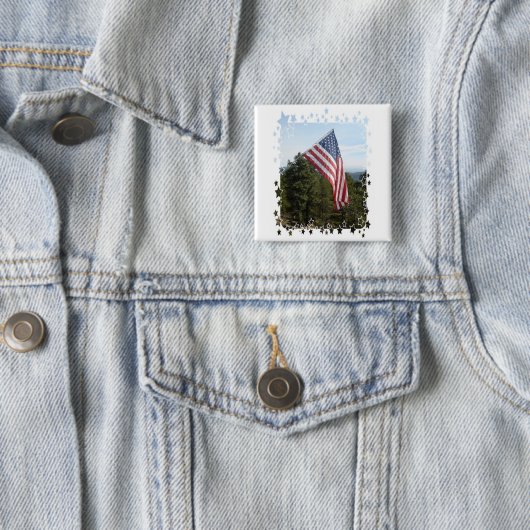 Vlagsterren Vierkante Button 5,1 Cm (In situ)