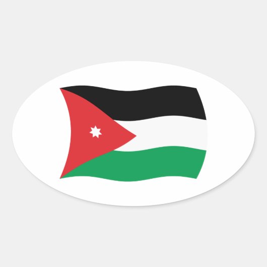 Vlagsticker Jordanië Ovale Sticker (Voorkant)
