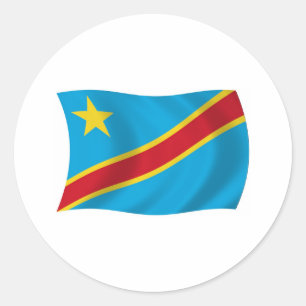 Vlagsticker van de Democratische Republiek Congo Ronde Sticker
