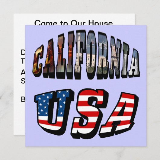 Vlagtekst Californië-Afbeelding en VS Kaart (Voorkant / Achterkant)