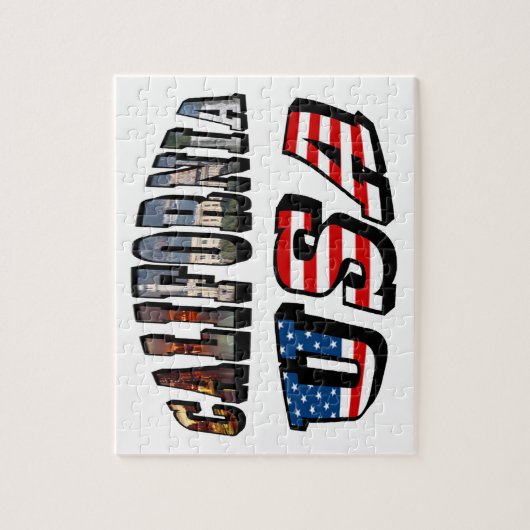 Vlagtekst Californië-Afbeelding en VS Legpuzzel (Verticaal)