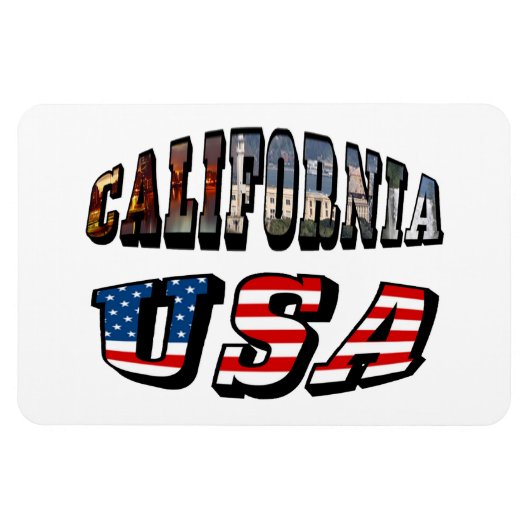 Vlagtekst Californië-Afbeelding en VS Magneet (Horizontaal)