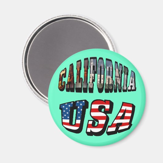 Vlagtekst Californië-Afbeelding en VS Magneet (Voorkant / Achterkant)